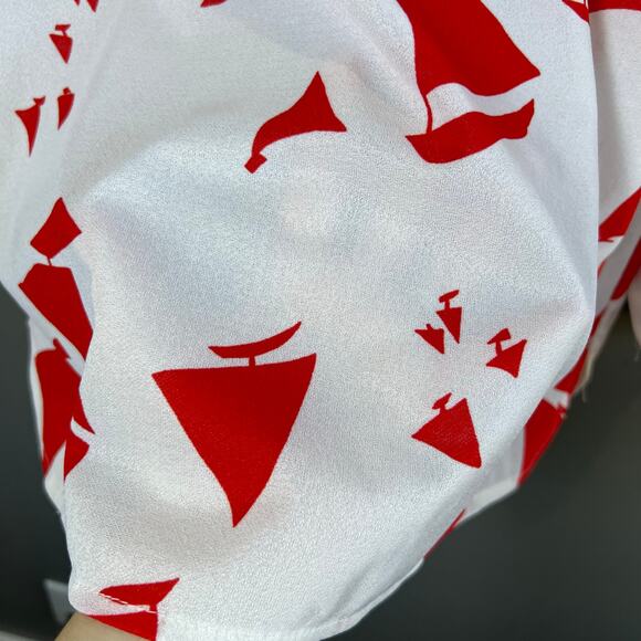 Vintage 70’s Queen's Way to Fashion Red and White Sail Boat Blouse Top Size 14 - Picture 6 of 8